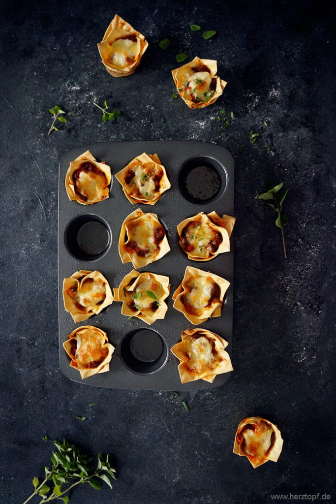 Mini Lasagne Muffins aus der Muffinform